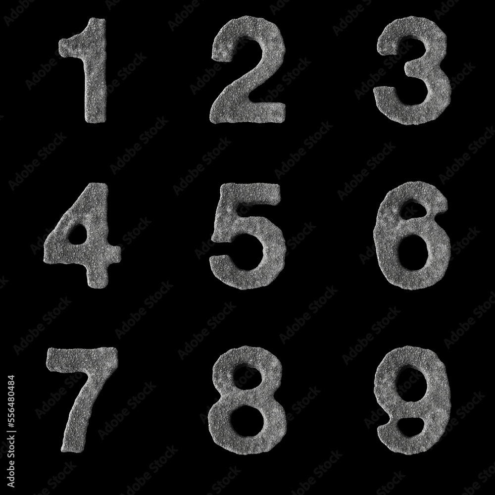 3D Render Set of Stone Alphabet - Font including Letters, Numbers and Punctuation Marks 3D Render Set of Stone Alphabet - Font including Letters, Numbers and Punctuation Marks