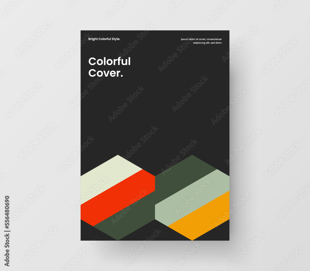 Colorful company identity vector design template. Abstract geometric hexagons annual report layout.