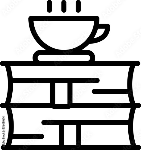 Tea cup stack book icon outline vector. Club student. People school