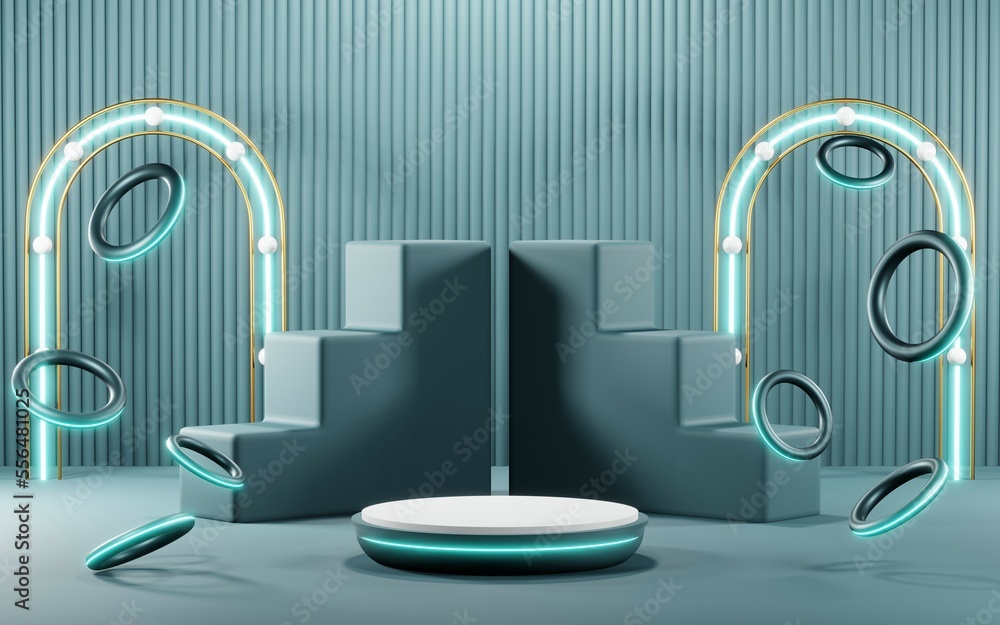 3D render of Podium background in blue tones for displaying cream products. cosmetics 3D render of Podium background in blue tones for displaying cream products. cosmetics