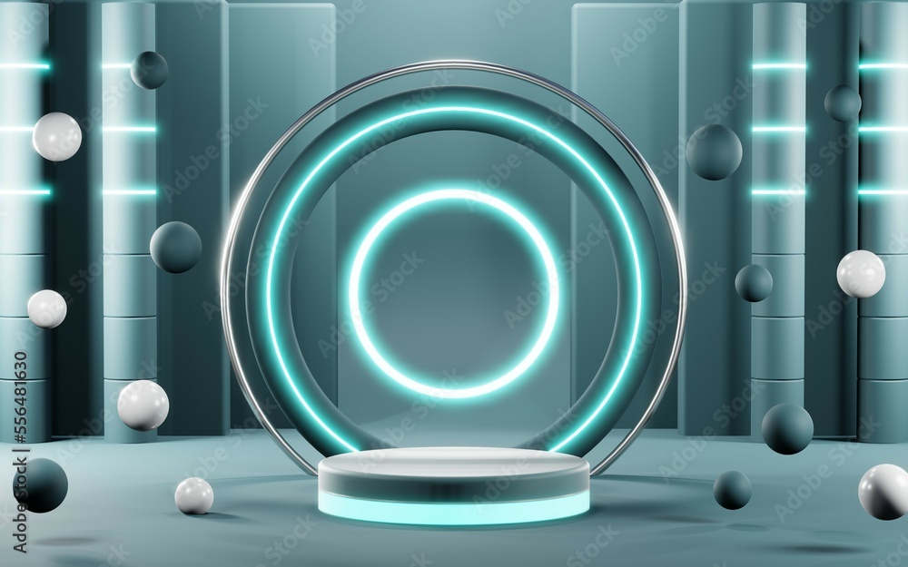 3D render of Podium background in blue tones for displaying cream products. cosmetics 3D render of Podium background in blue tones for displaying cream products. cosmetics