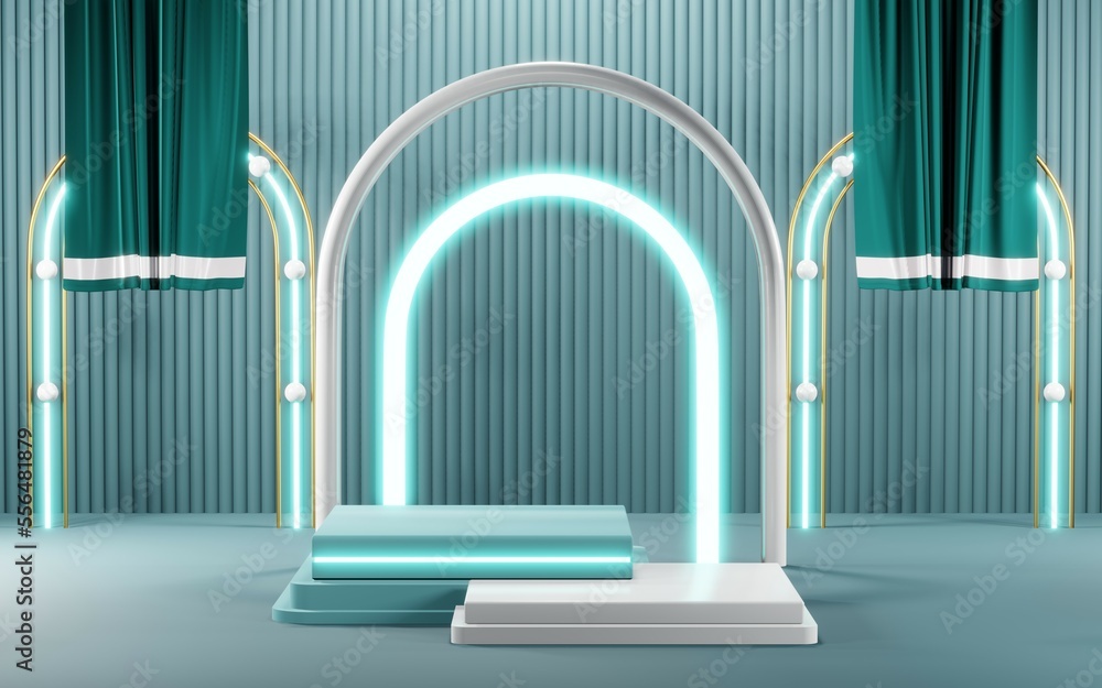 3D render of Podium background in blue tones for displaying cream products. cosmetics 3D render of Podium background in blue tones for displaying cream products. cosmetics