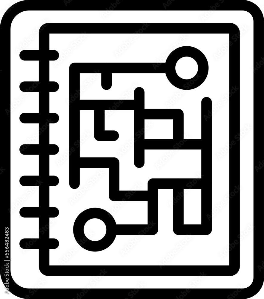 Notepad route icon outline vector. Tourism travel. Student study Notepad route icon outline vector. Tourism travel. Student study