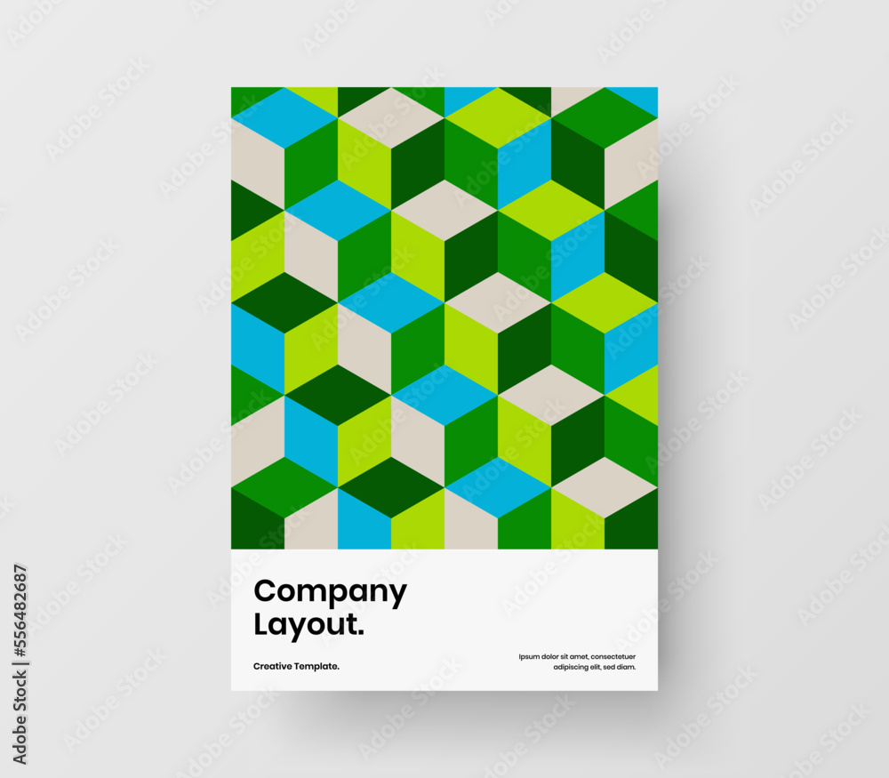 Unique book cover design vector template. Simple geometric pattern poster layout.