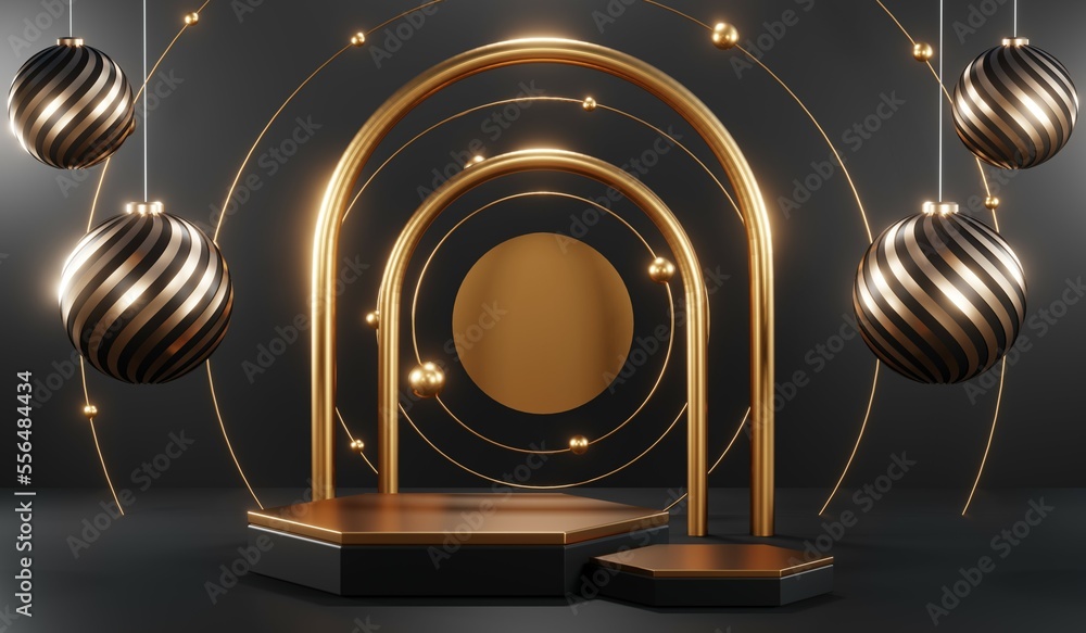 3D rendering of blank product background for cream cosmetics Modern black podium background 3D rendering of blank product background for cream cosmetics Modern black podium background