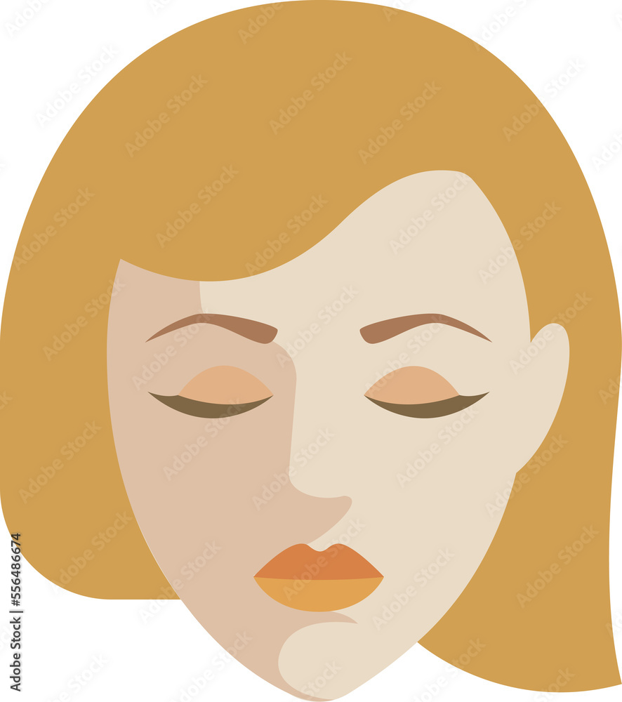 Women with closed eyes. PNG with transparent background.
