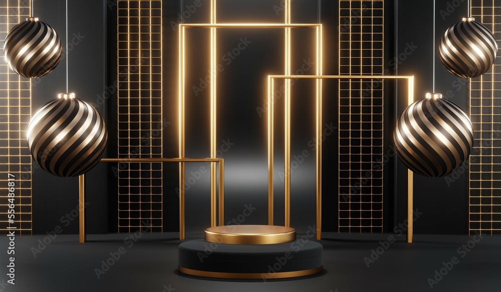 3D rendering of blank product background for cream cosmetics Modern black podium background 3D rendering of blank product background for cream cosmetics Modern black podium background