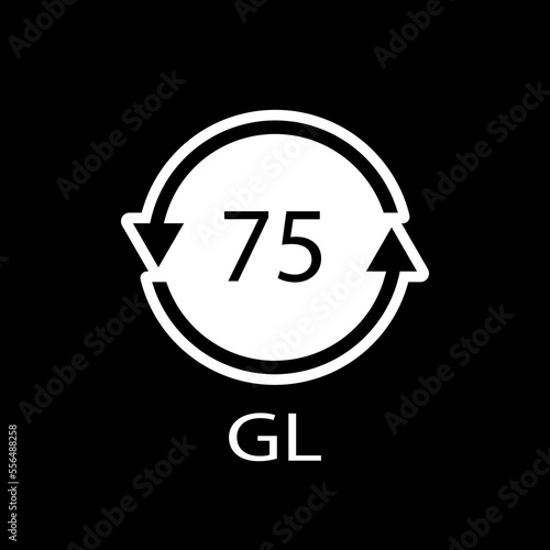 Low Lead Glass. Glass recycling code 75 GL. Vector illustration