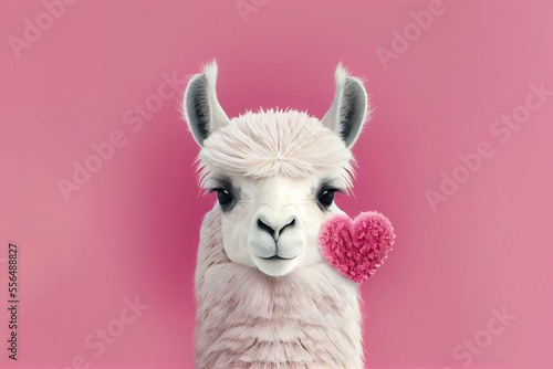 llama in love, postcard for 14th february. Generative Ai © Alexandra