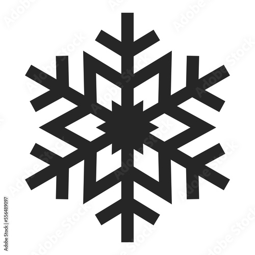 Vector snowflake icon. Stylish geometric snow sign. Black illustration isolated on white background. Winter snowflake silhouette. Christmas and New Year holidays theme graphic element. Simple design