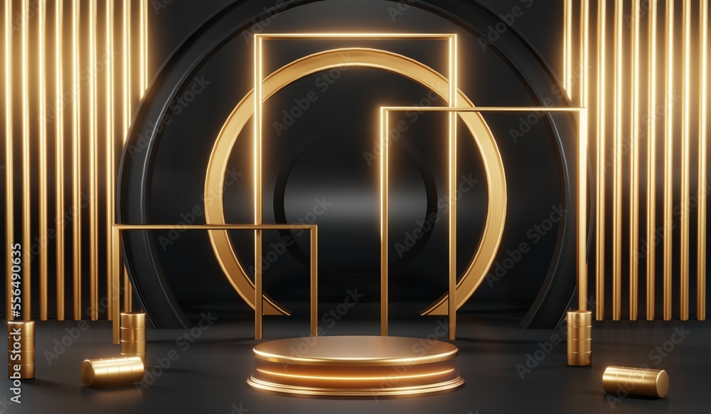 3D rendering of blank product background for cream cosmetics Modern black podium background 3D rendering of blank product background for cream cosmetics Modern black podium background