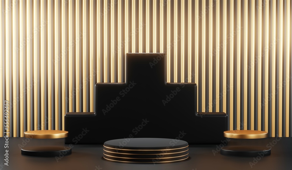 3D rendering of blank product background for cream cosmetics Modern black podium background 3D rendering of blank product background for cream cosmetics Modern black podium background