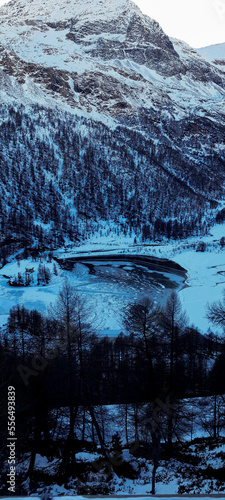 mountains with snow in the cold in Switzerland