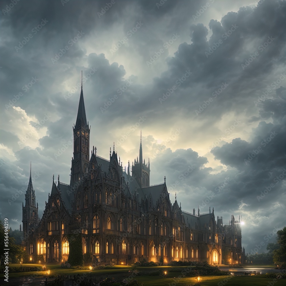 Fantasy academy. Gothic building. Great for urban fantasy, vampire and other stories.	