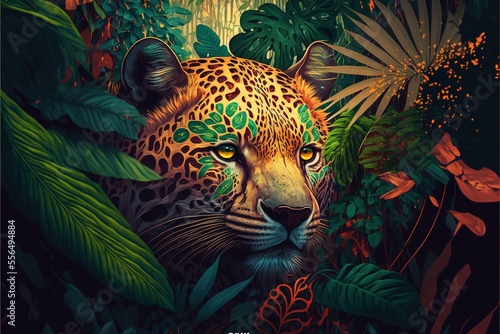 Fotografia Leopard in the jungle pop art canvas print wall art animal