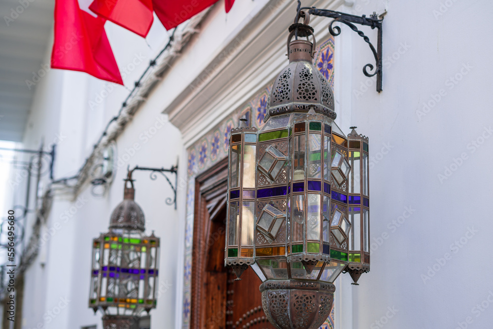 Φωτογραφία Beautiful traditional lanterns hanging in the entrance of a guest house in the m