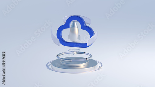 Cloud Computing Technology Internet Storage Network Concept with speed. 3d rendering
