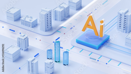 Wallpaper Mural Digital smart city and abstract crystal glass connection, big data connection technology concept . 3d rendering Torontodigital.ca