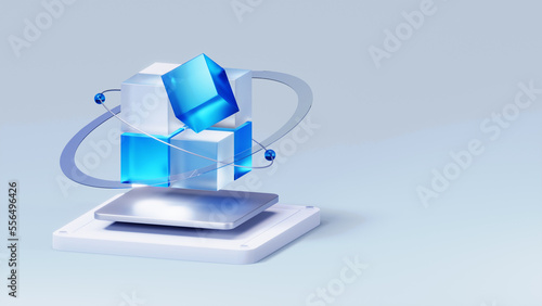 3d blue cube abstract technology innovation future digital background. 3d rendering.