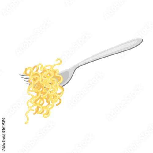 noodles fork cartoon. food dinner, noodle meal, pasta cooking, cuisine lunch, tasty traditional, spaghetti restaurant noodles fork vector illustration