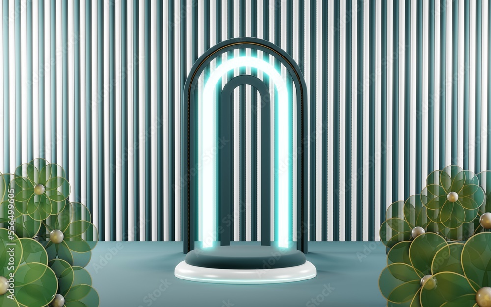 3D render of Podium background in blue tones for displaying cream products. cosmetics 3D render of Podium background in blue tones for displaying cream products. cosmetics