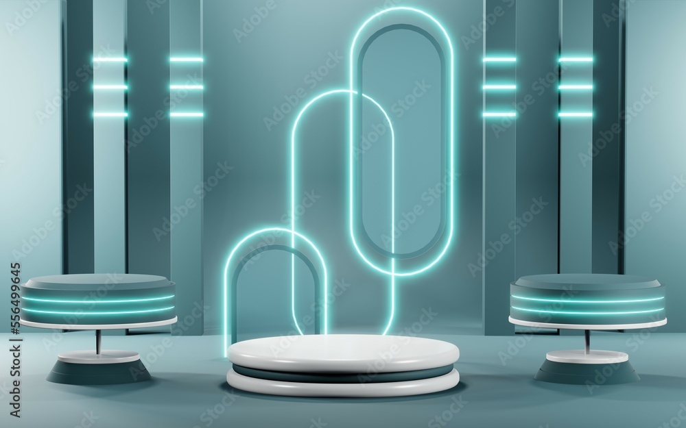 3D render of Podium background in blue tones for displaying cream products. cosmetics 3D render of Podium background in blue tones for displaying cream products. cosmetics