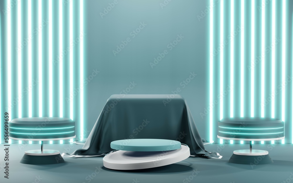 3D render of Podium background in blue tones for displaying cream products. cosmetics 3D render of Podium background in blue tones for displaying cream products. cosmetics