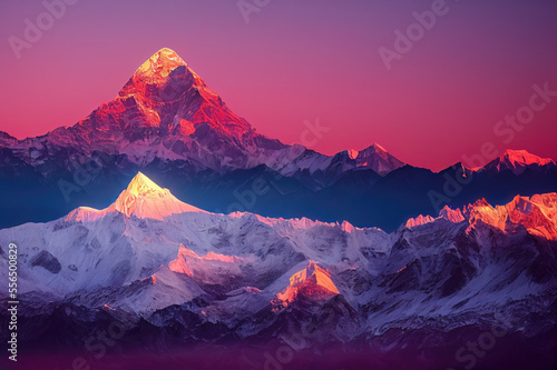 Illustrative Visual of Sunrise over the mountains. Genarative AI © CREATIVE STOCK