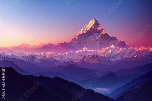 Illustrative Visual of Sunrise over the mountains. Genarative AI © CREATIVE STOCK