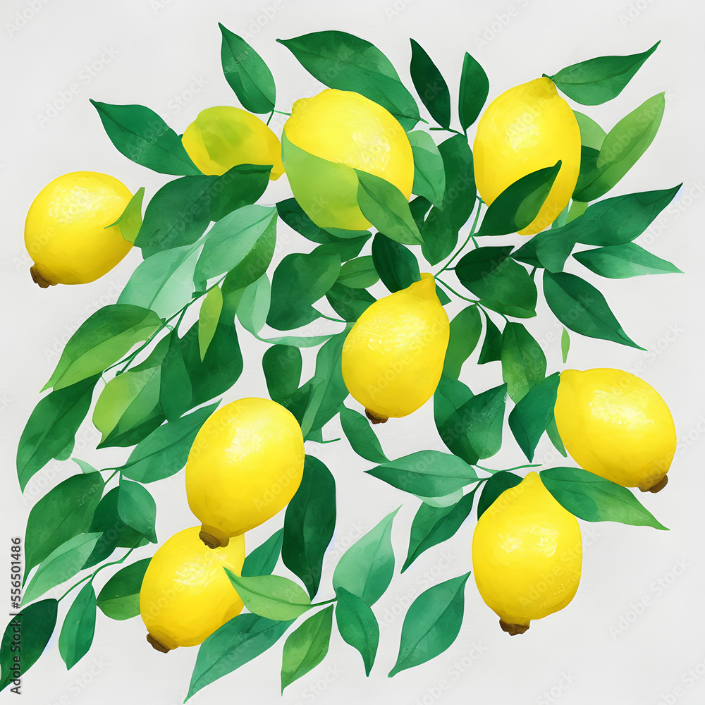 Creative Lemon verbena watercolor on bright white background Creative Lemon verbena watercolor on bright white background