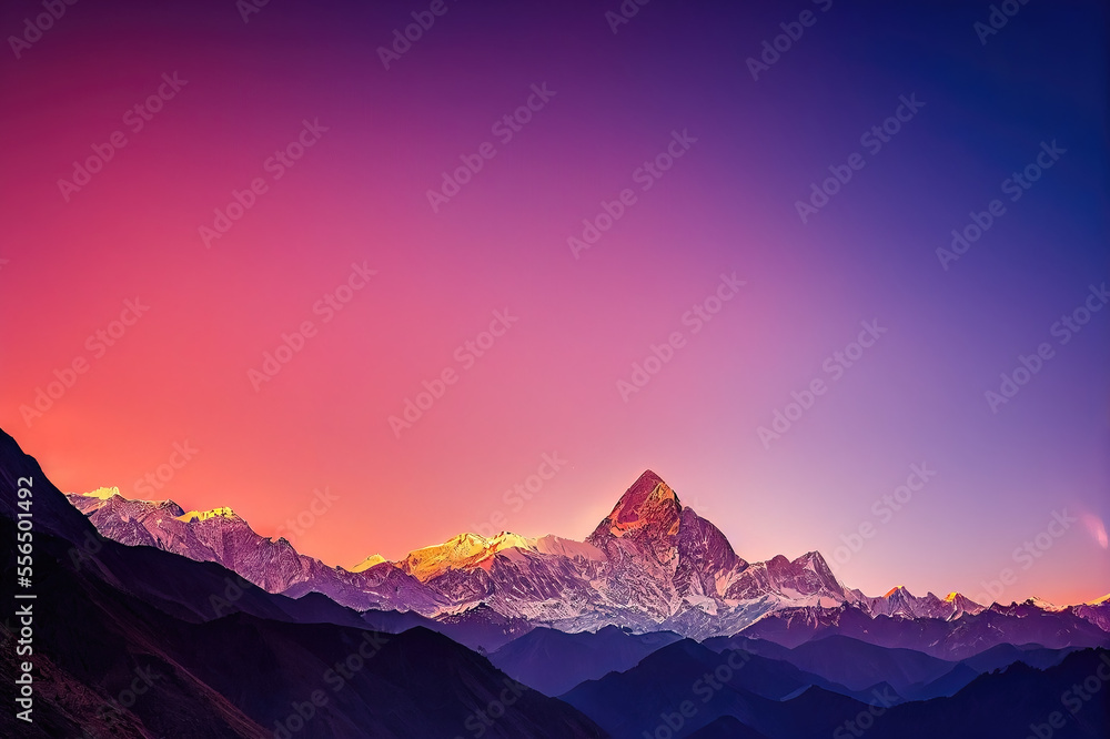 Obraz premium Illustrative Visual of Sunrise over the mountains. Genarative AI