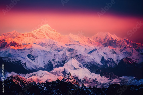 Illustrative Visual of Sunrise over the mountains. Genarative AI