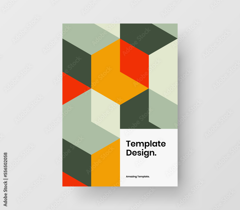 Trendy mosaic tiles catalog cover illustration. Colorful presentation design vector concept.