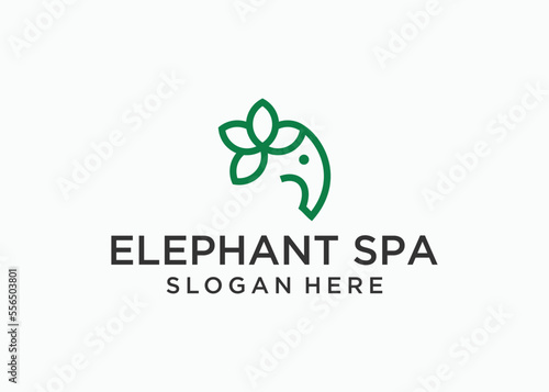 elephant with lotus logo design vector illustration template
