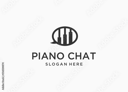 chat piano logo design vector illustration template