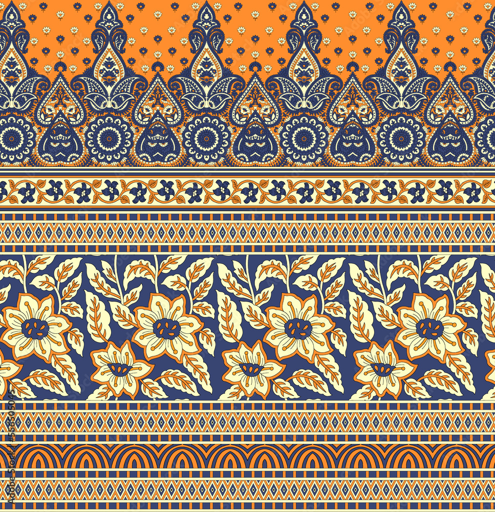 traditional colorful border motif background
