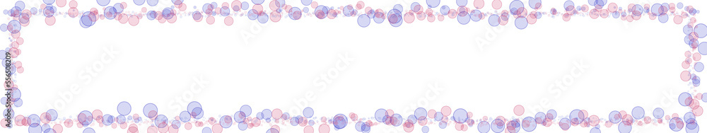 illustrazione con riquadro cornice di bolle sfere rosse e blu su sfondo trasparente