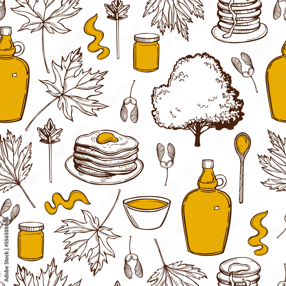 custom made wallpaper toronto digitalMaple syrup set. Vector  pattern.