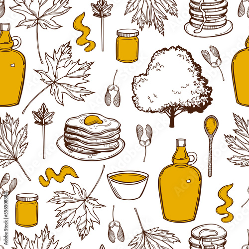 Maple syrup set. Vector  pattern.