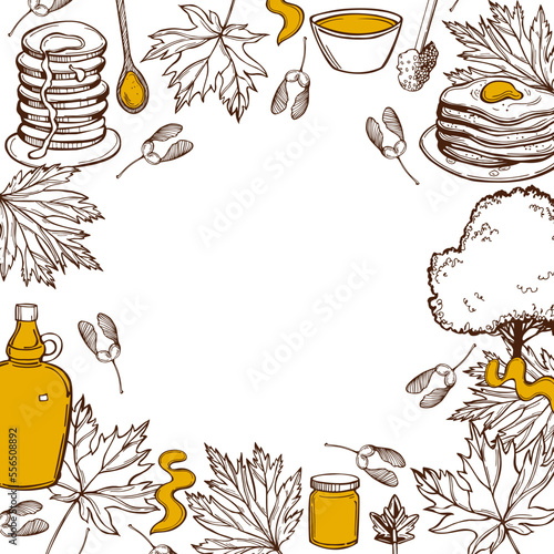 Maple syrup set. Vector  background.
