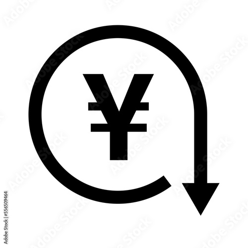 Declining yen prices. Yen depreciation. Decrease in the value of the Japanese yen. Vectors.