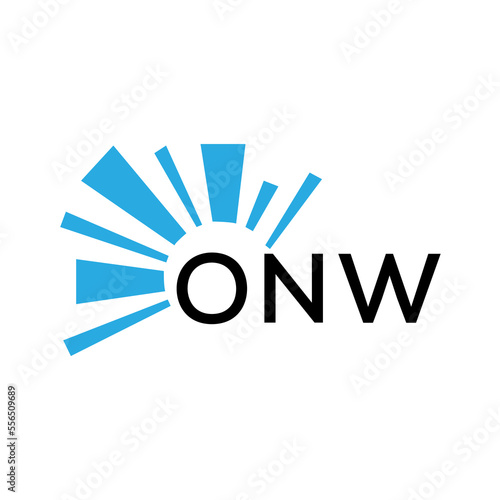 ONW letter logo. ONW blue image on white background and black letter. ONW technology  Monogram logo design for entrepreneur and business. ONW best icon.
 photo