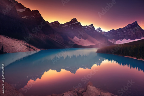 Sunrise over the lake & Mountain © CREATIVE STOCK