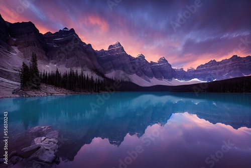 Sunrise over the lake   Mountain