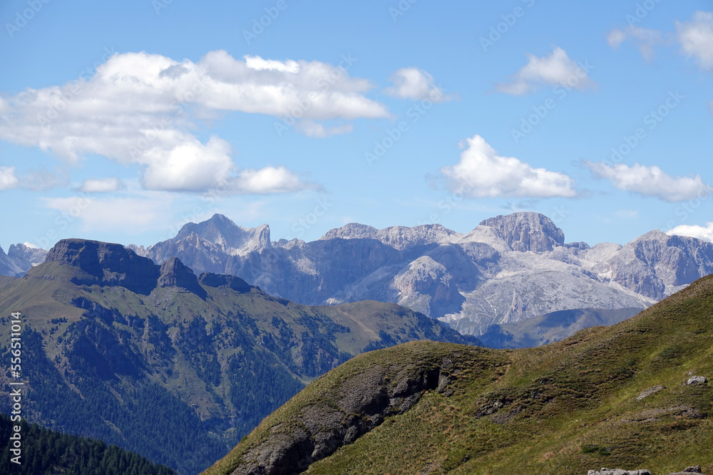 Blick vom Padonkamm zum Rosengarten