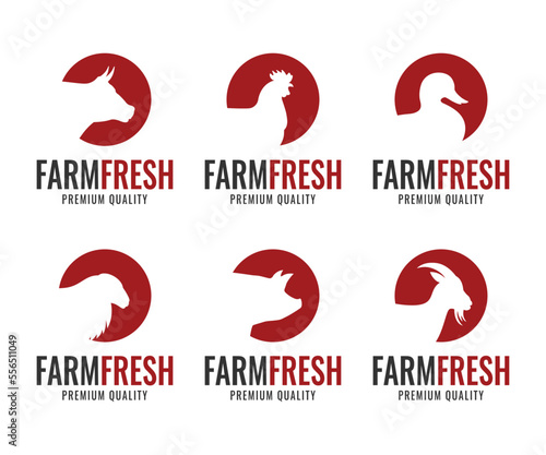 Farm animal logo. Farm logo design template. Livestock and Cattle, farm logo template