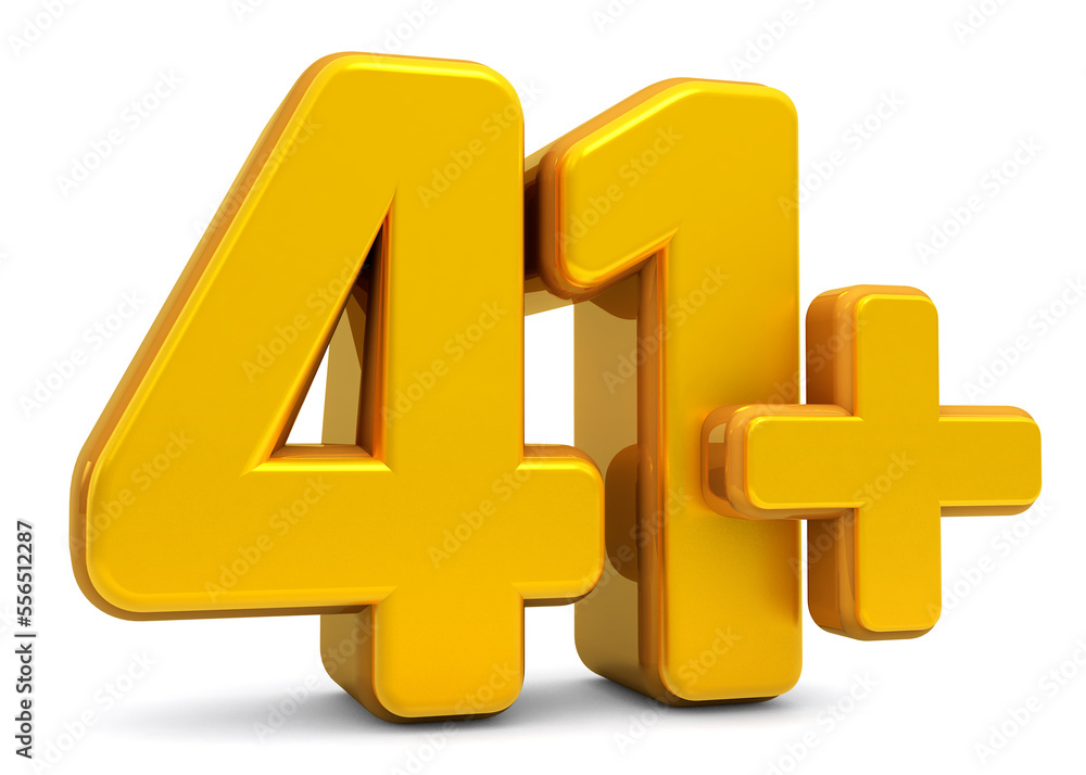 Obraz premium 41 million Plus Views. 41 plus 3d isolated on white background. 41 million Plus followers. 3d rendering 