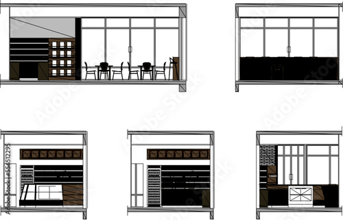 sketch vector illustration of cozy small cafe interior