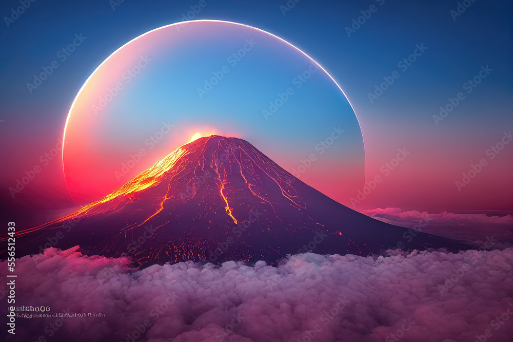 Active Volcano in the Sunset