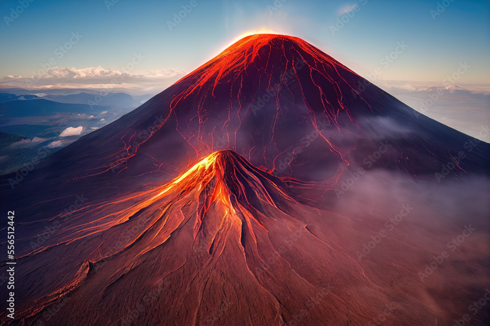 Active Volcano in the Sunset